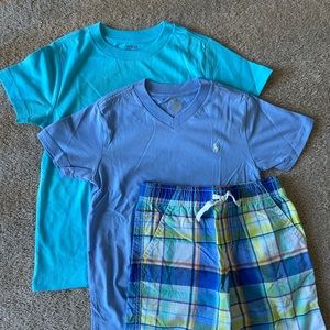 Two shirts and one pair of matching shorts